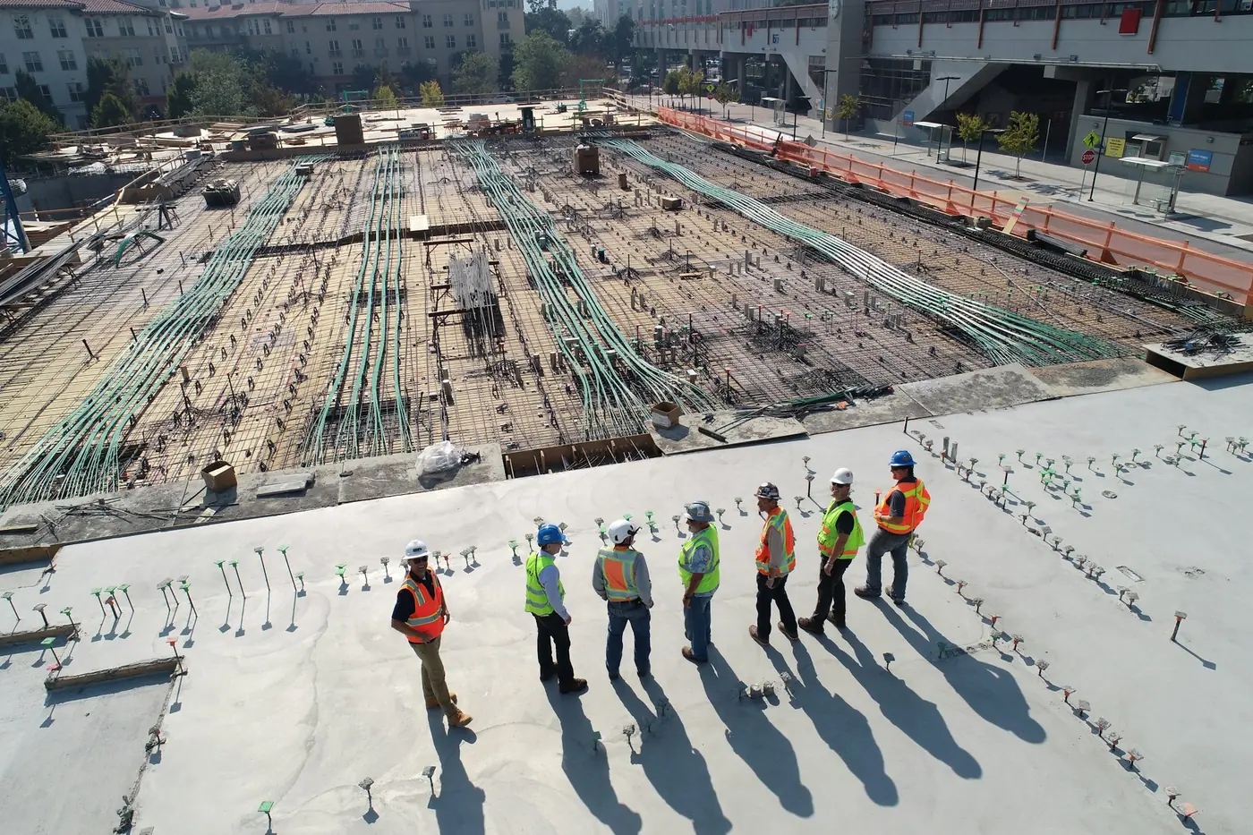 Aerial view of a large construction project